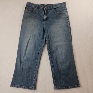 Lauren Ralph Lauren Women 10 Blue Medium Wash Cropped Straight Leg Jeans Stretch